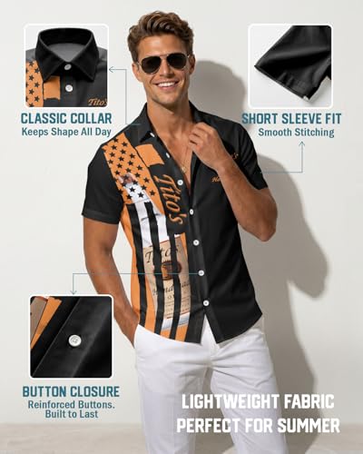 Image of 99TIMORO Funny Film Summer Button Down Shirt Men Short Sleeve Top | Movie Character Hawaiian Shirts for Men Lightweight Breathable Beach Vacation Business Casual Summer Gifts Classic Fit