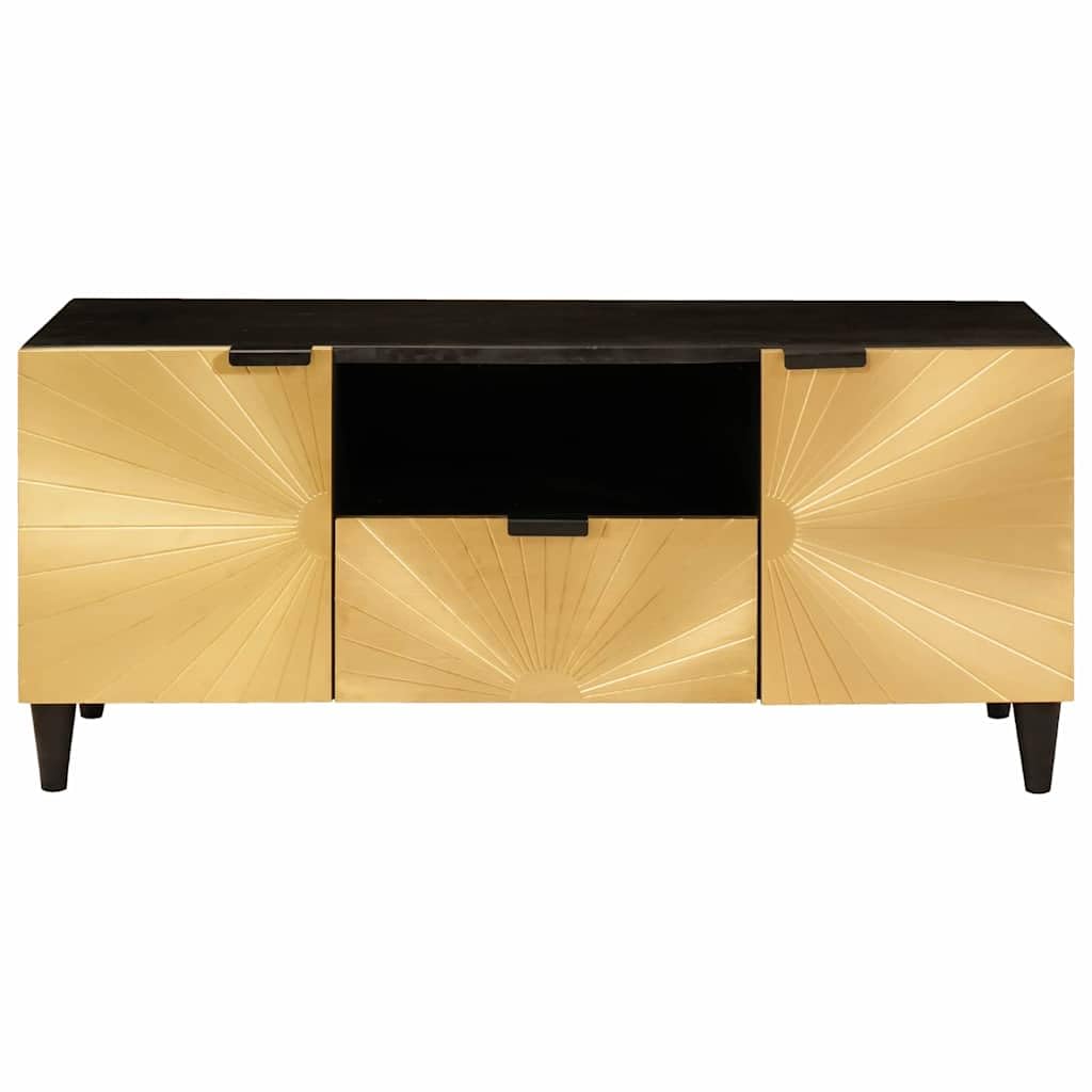 Mobile TV nero oro 105 x 33 x 46 cm in legno