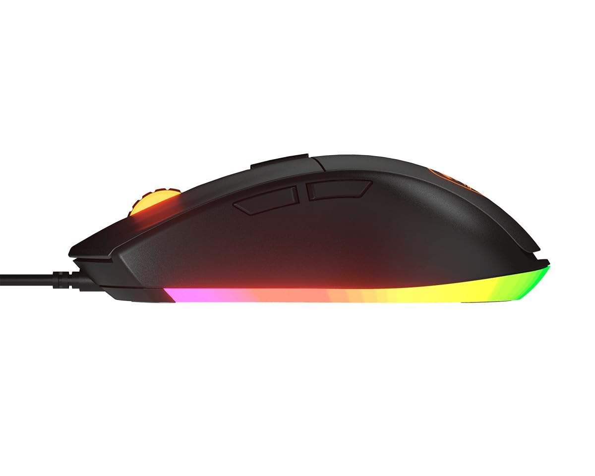 COUGAR Gaming | Mouse Gaming | MINOSEX Nero - Sensore ottico PMW3330-7200 DPI - Switch OMRON - Retroilluminazione RGB personalizzabile - Design ergonomico - Pattini in PTFE - Connettore USB