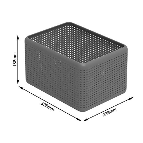 Rotho Madei Aufbewahrungskorb 13l, Kunststoff (PP recycelt) BPA-frei, anthrazit, 13l (32.6 x 23.8 x 18.8 cm)