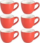 homEdge Mini Procelain Espresso Cup, 3 Ounces / 90 ml Tiny Coffee Mugs Demitasse for Espresso, Tea- Set of 6, Pink