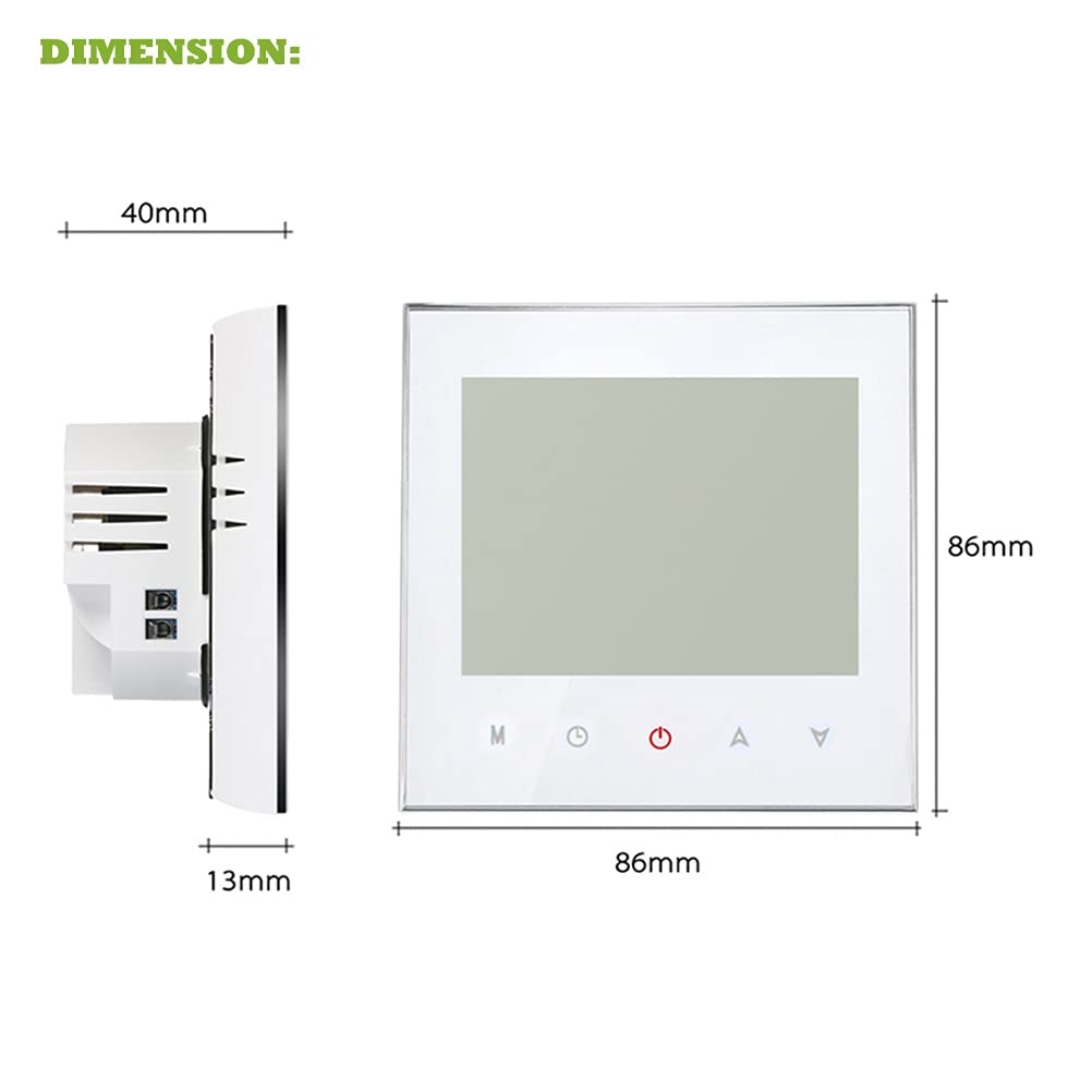 Termostato Smart Wifi Aria condizionata Regolatore di temperatura con schermo LCD a 2 tubi, Funziona con Alexa Google Home, Illuminazione morbida dello schermo, 95~240 V CA.