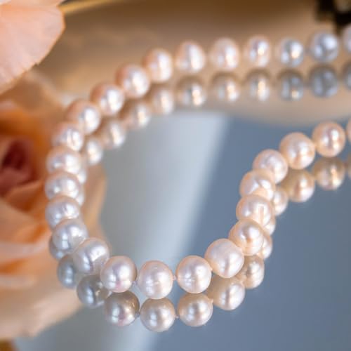 Freshwater Pearl Necklace; Baroque Pearl Necklace; Classic Pearl Necklaces for Women; Real Pearl Necklace; 9mm Pearl Necklace for Men and Women; Chunky Pearl Necklace with Sterling Silver Clasp3