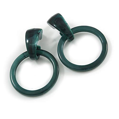 Pendientes de aro de acrílico verde oscuro y negro de 65 mm