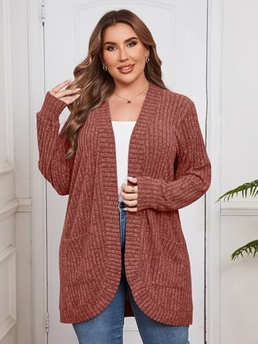 Image of BELAROI Women Plus Size Cardigan Sweater Fall Outfit
