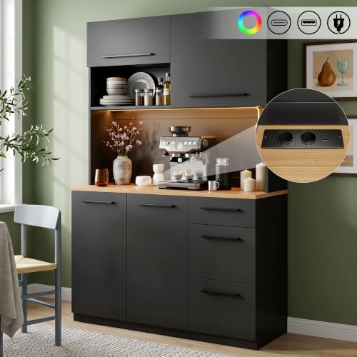 Mueble comedor con luces de colores para cenas y carga USB 6
