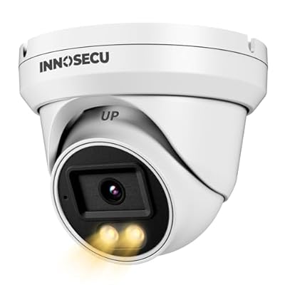 INNOSECU 8MP Security PoE Camera Outdoor, 4K IP Dome Surveillance Camera, Smart Dual Light Color Night Vision, 2.8mm Lens Wide Angle 110°, Built-in Mic/Audio, Human/Vehicle Detection, IND8BD93B