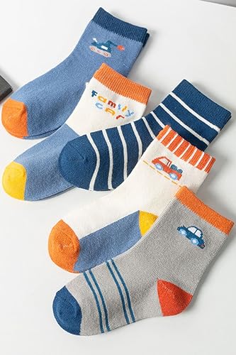 kiobrvhe Kids Socks with Grips Non Slip Slipper Socks Cartoon Print 10-Pairs Pack Cozy Fluffy Winter Warm Crew Socks (A Style A,1-2T,US,Age,1 Year,2 Years)3