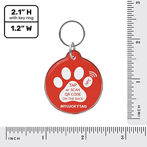 MYLUCKYTAG NFC & QR Code Smart Pet ID Tag Personalisierte Hund-Katze-Tag, Online-Haustier-Profil, Haustier Standort Alert E-Mail, Digital Pet Tag, Quiet Pet Tag, Durable Pet ID, Hundehalsband Tag