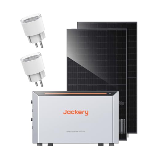 Jackery HomePower 2000 Ultra Set, Balkonkraftwerk mit Speicher, 2x 450W bifazialen Solarmodulen, 2 Smart Plugs, 2 kWh erweiterbar bis 8 kWh, 2200W AC-Ausgang, 0% VAT, Plug&Play