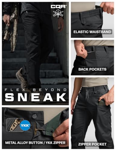 Image of CQR Men's Flex Stretch Tactical Pants, Water Resistant Ripstop Cargo Pants, Lightweight EDC Outdoor Work Hiking Pants