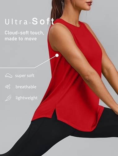 Image of PINSPARK Workout Tank Tops for Women UPF 50+ Side Slits Athletic Gym Shirt