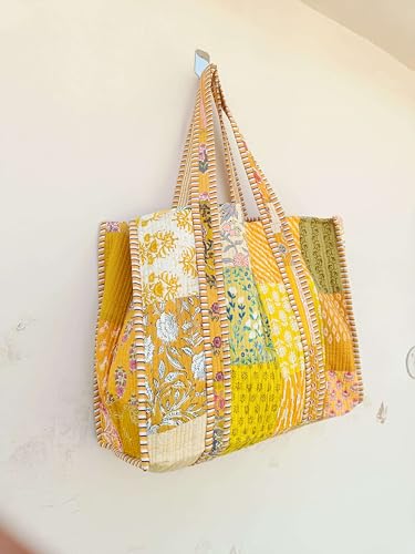 Image of Women's 100% Cotton Lightweight Shoulder Tote Bag with Interior Poeckt Casual Handbag for Women