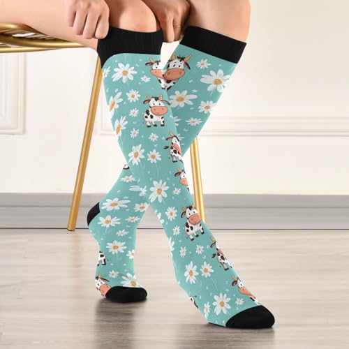 Image of Wusikd Heartbeat Symbol Compression Socks for Women and Men Circulation Black Long Socks for Athletic Running 1