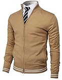 H2H Mens Casual Slim Fit Knitted Cardigan Zip-up Long Sleeve Thermal GOLDBEIGE US M/Asia L (CMOCAL062)