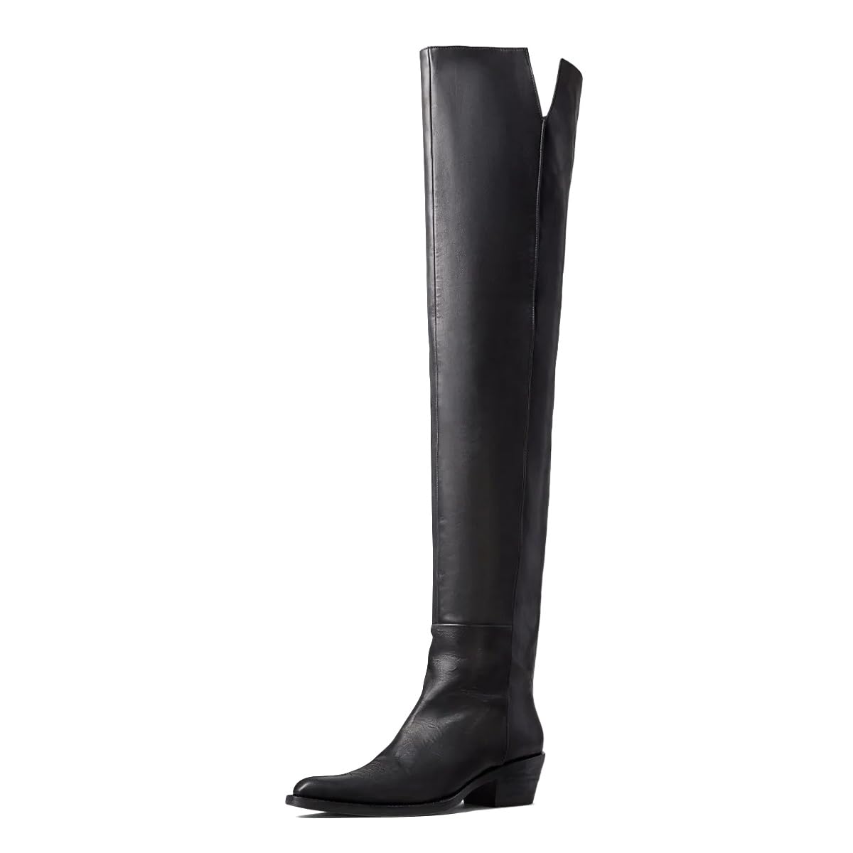 Women Pointed Toe Block Low Heel Thigh High Boots Classic Stretchy Pull on Fall Winter Party Prom Over