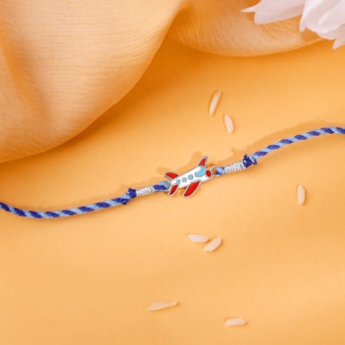 Image of GIVA 925 Silver Plane Rakhi| Raksha Bandhan Rakhi for Kids | Gift for Couple | With Certificate of Authenticity and 925 Stamp