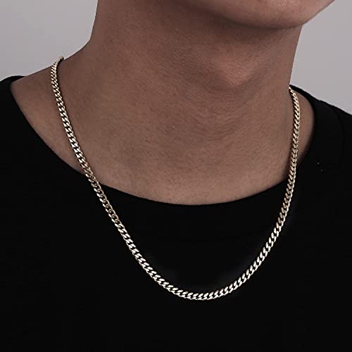 GOLD IDEA JEWELRY Luxurious Miami Cuban Link Chain Heavy 14k Gold Plated Stainless Steel Looks Like Solid Gold 18"-30" (30, 3mm) — view 2