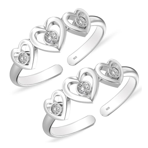 Image of TRUESILVER ACPL 925 Sterling Silver Toe Rings for Women | BIS Hallmarked Classic, Ruby Red & Cubic Zirconia Stone Toe Ring