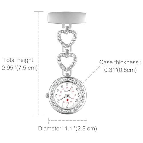 SYOSI Women's Pin on Fob Watch, Stainless Steel Quartz Nurse Watch, Flower Shape Lapel Watch, Hanging Pocket Watch with Second Hand 2Pcs