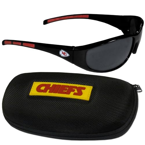 Siskiyou Sports NFL Kansas City Chiefs Wrap Sunglasses & Zippered Case, Black, One Size (2FSG045CH)