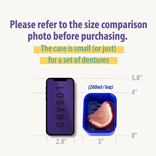 Losand Flexcase – Denture Baths That Never Leak – Leakproof Airtight Lids Denture Cup – Non Toxic Food Grade Platinum Silicone Retainers Case – Assorted Colors – (Blue) #TOP4