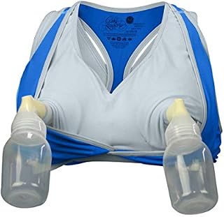 Cake Maternity Lotus Hands Free Pumping Bra, Sports Maternity Bra, Medium, Blue