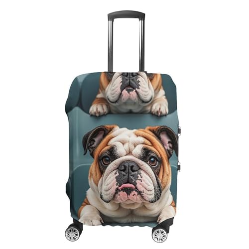 Funny English Bulldog Suitcase Covers Luggage Protector - Travel Elastic Baggage Case Protective, Washable Anti-scratch Large Suit Case Cover for Suitcases Fits 19-32 Inch Luggages M