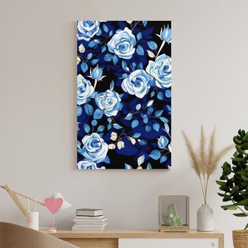 Impression sur toile moderne fleurs bleues déco murale