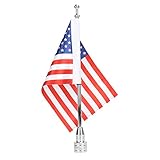 Espear Motorcycle Flagpole Mount 6 x 10'' Red Line American Flag Flagpole and Motocycle Flags Mount Adjustable For Harley Honda Goldwing CB VTX CBR Yamaha (Fit Smaller Than 1/2 Inch Rack For Flags)