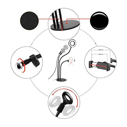 Luminária portátil articulada USB LED Ring Light de 3,5” Vivitar c/controle remoto e suporte para Sm