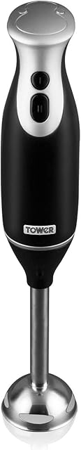 Tower T12014 Hand Blender, Durable Steel Blades and Turbo Function 300W, Black and Stainless Steel
