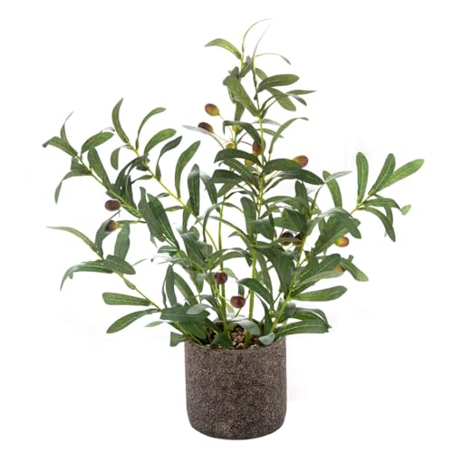 AlphaAcc 18 Inch Artificial Olive Branches Real Looking Potted Plant Fake Olive Tree with Lifelike...