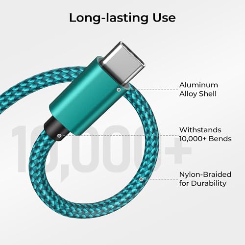 Basesailor for iPhone 17 16 Pro Max Car Carplay Cable 3Pack 3.3/6.6/10FT,USB A to USB C Car Charger Cord for iPad 10 Air 4 5,Mini 6 7,Apple 15 Plus,Samsung Galaxy S24 S25,Z Flip Fold,A54 A53 A52 A51 - Image 4