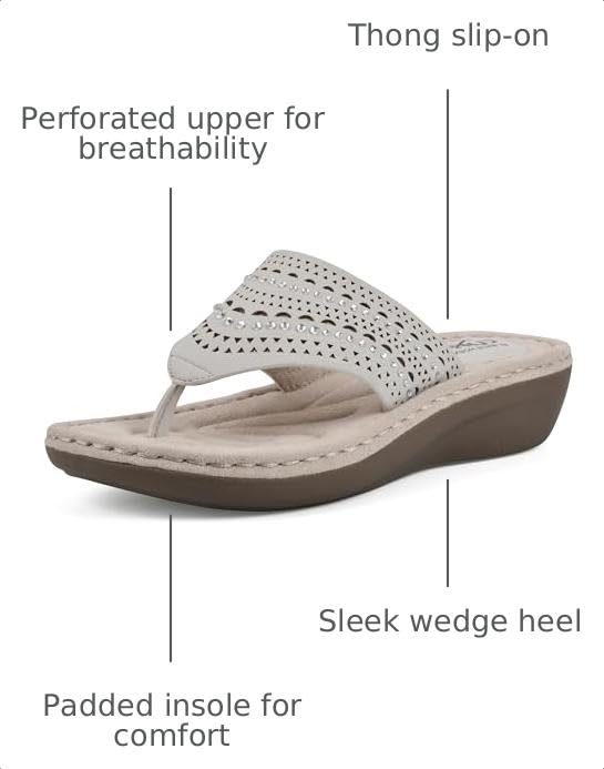 Image of CLIFFS BY WHITE MOUNTAIN Women's Comate Rhinestoned Mini Wedge Flip Flop Sandal