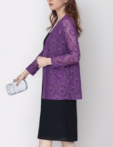 Image of FindThy Women's 3 /4 Sleeve Lace Cardigan Long Sleeve Open Front Floral Crochet Shrug Cover Up