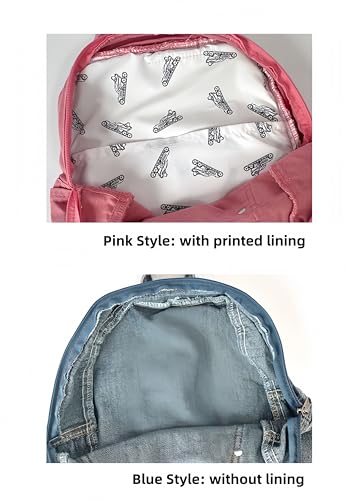 JHTPSLR Medium Denim Backpack Women Y2k Tie Vintage Heart Patchwork Juminocore Backpack Casual Everyday Bag (Blue)3