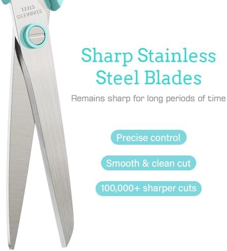 Scissors 6-Pack, 8'' Stainless Steel Scissor with Sharp Blades, Comfortable Grips, All Purpose Scissors for Office Supplies Home Craft, Middle/High School Student Teacher Ciseaux Bulk (6 Pack) - 1