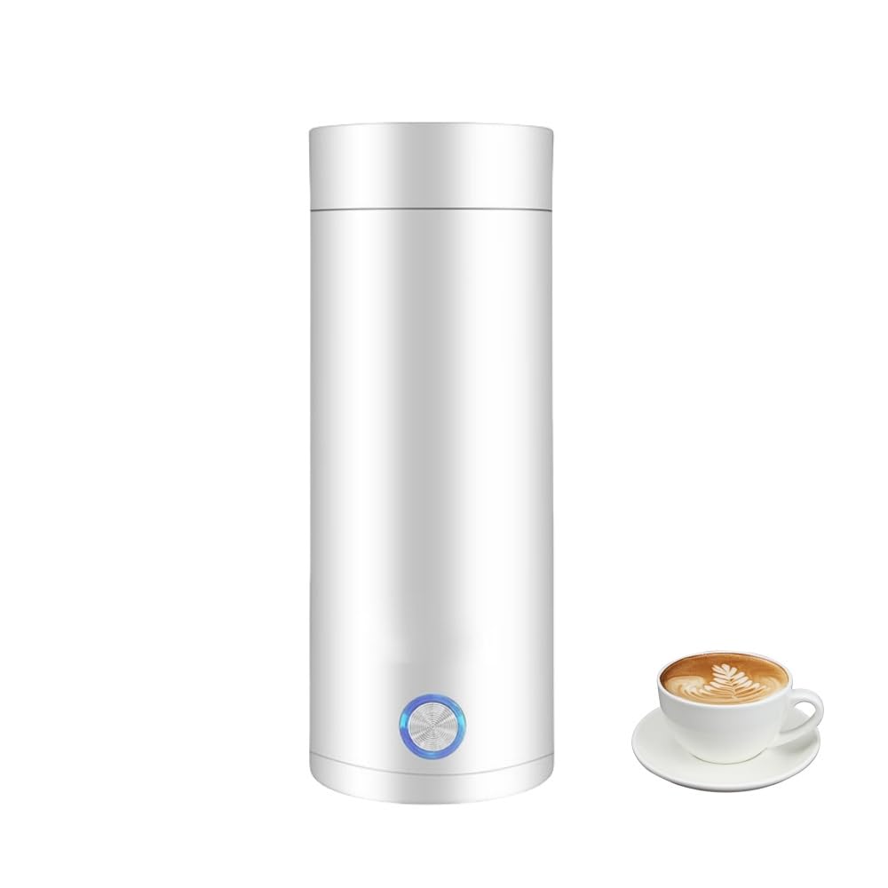 LoveFirst Travel Kettle,400ML Small Portable,3 in 1 Mini Electric Kettle,304Stainless Steel Food Grade, Fast Boil and Auto Shut Off Heating Mug for Tea,Coffee, Baby Milk Colour: White — image 1