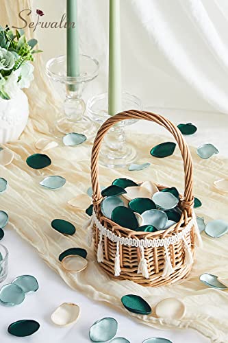 Serwalin 300Pcs Silk Rose Petals Flower Petals For Weddings Proposal Green Gold Petals Flower Girl Petals For Christmas Aisle Flower Girl Basket Runner Bridal Shower Table Decor (3 Color Mixes) #TOP1