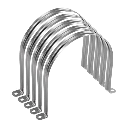 Sourcing Map 5pcs 6 Inch 150mm Conduit Clamps, U Pipe Clamp, Stainless Steel, Silver