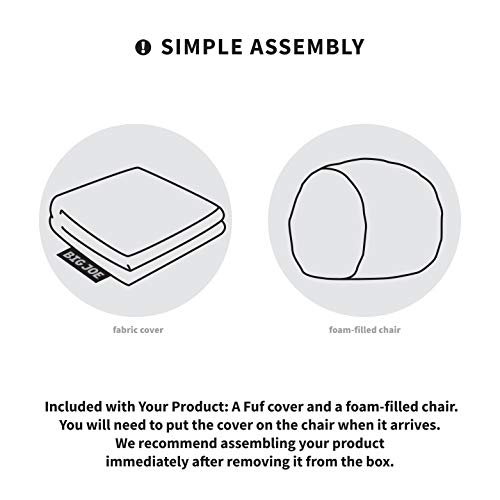 Big Joe Fuf Media Lounger Foam Filled Bean Bag Chair With Removable Cover, Black Plush, 6Ft Giant #TOP5