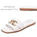 Lurnyet Women's Flat White Sandals Dressy Summer Comfortable Fashion Leather Slippers Beach Cute Ladies Slides Casual Women's Sandals