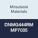 Mitsubishi Materials DNMG444RM MP7035 Carbide DN Type Negative Turning Insert with Hole, Unstable Cutting, Coated, Rhombic 55?, 0.5" IC, 0.25" Thick, 0.063" Corner Radius, RM Breaker (Pack of 10)