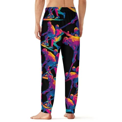 Colorful Hockey Players Men's Pajama Bottoms Sleep Lounge Soft Comfy Pants Sleepwear3