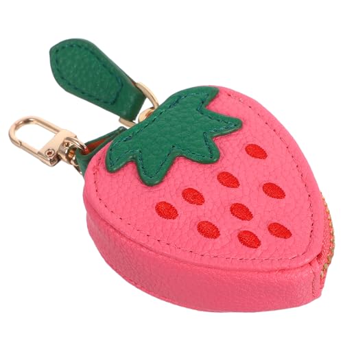 Monedero de fresa pequeño lindo con cremallera para mujer bolso de monedas compacto con hebilla