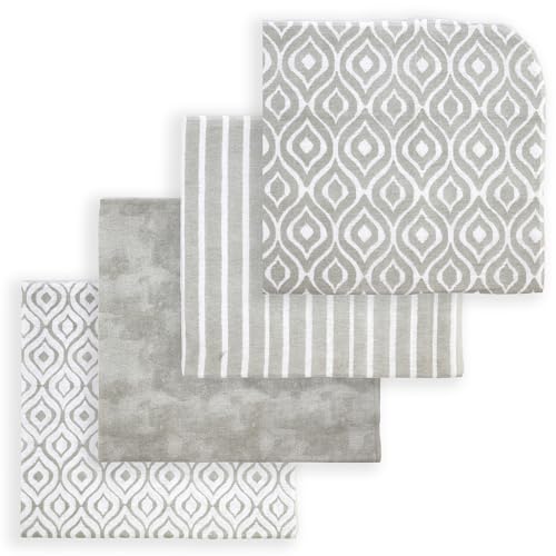 Baby Boys or Baby Girls Watercolor Receiving Blankets, Pack of 4, Gray