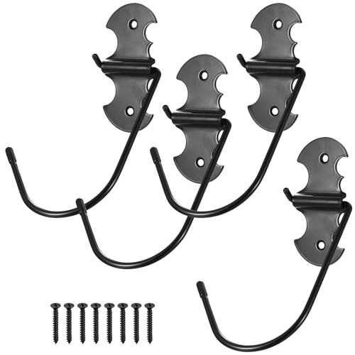 Lot de 4 supports mural pliables verticaux - Crochet mural pour garage - Avec caoutchouc PVC