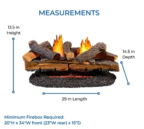 Duluth Forge Ventless Dual Fuel Gas Log Set - 30 in. Berkshire Split Oak - Remote Control