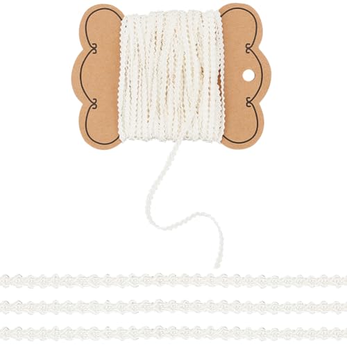 FINGERINSPIRE 10 Yards White Gimp Braid Trim 1/8 inch Wide Tiny Lace Trim